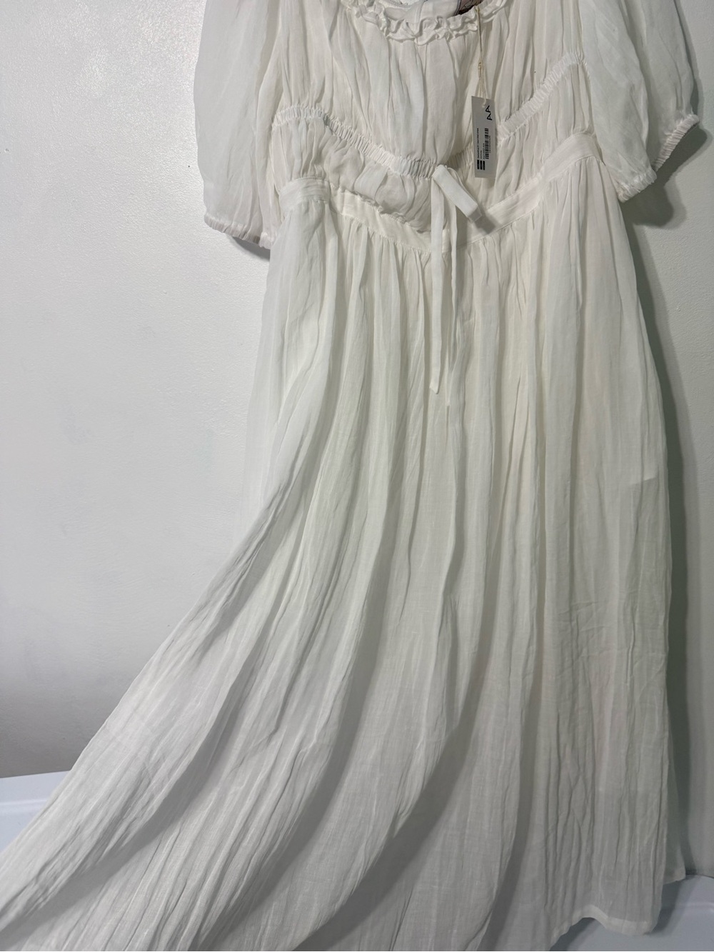 Osmanthus 01 Maxi Linen Romantic Off-Shoulder White Dress New with Tags - Picture 9 of 15